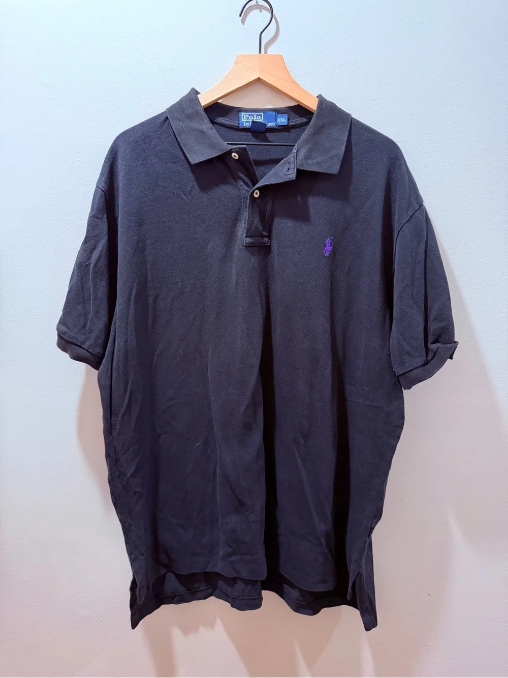 Ralph Lauren Black Polo with Purple Pony Logo XXL